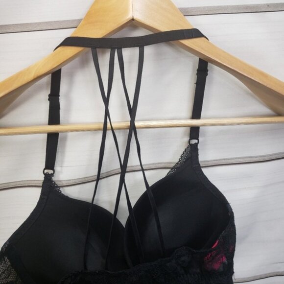 La Senza Sexy Black Lingerie Chemise Racerback Rhinestone Underwire Boudoir - Picture 6 of 10